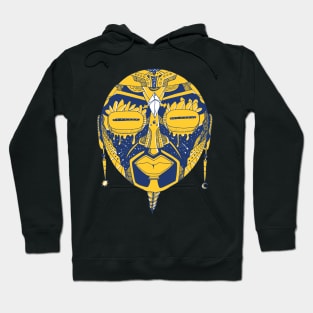 Navy Gold African Mask 2 Hoodie